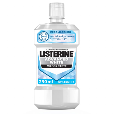 LISTERINE ® ADVANCED WHITE SPEARMINT MILDER TASTE MOUTHWASH 250 ML